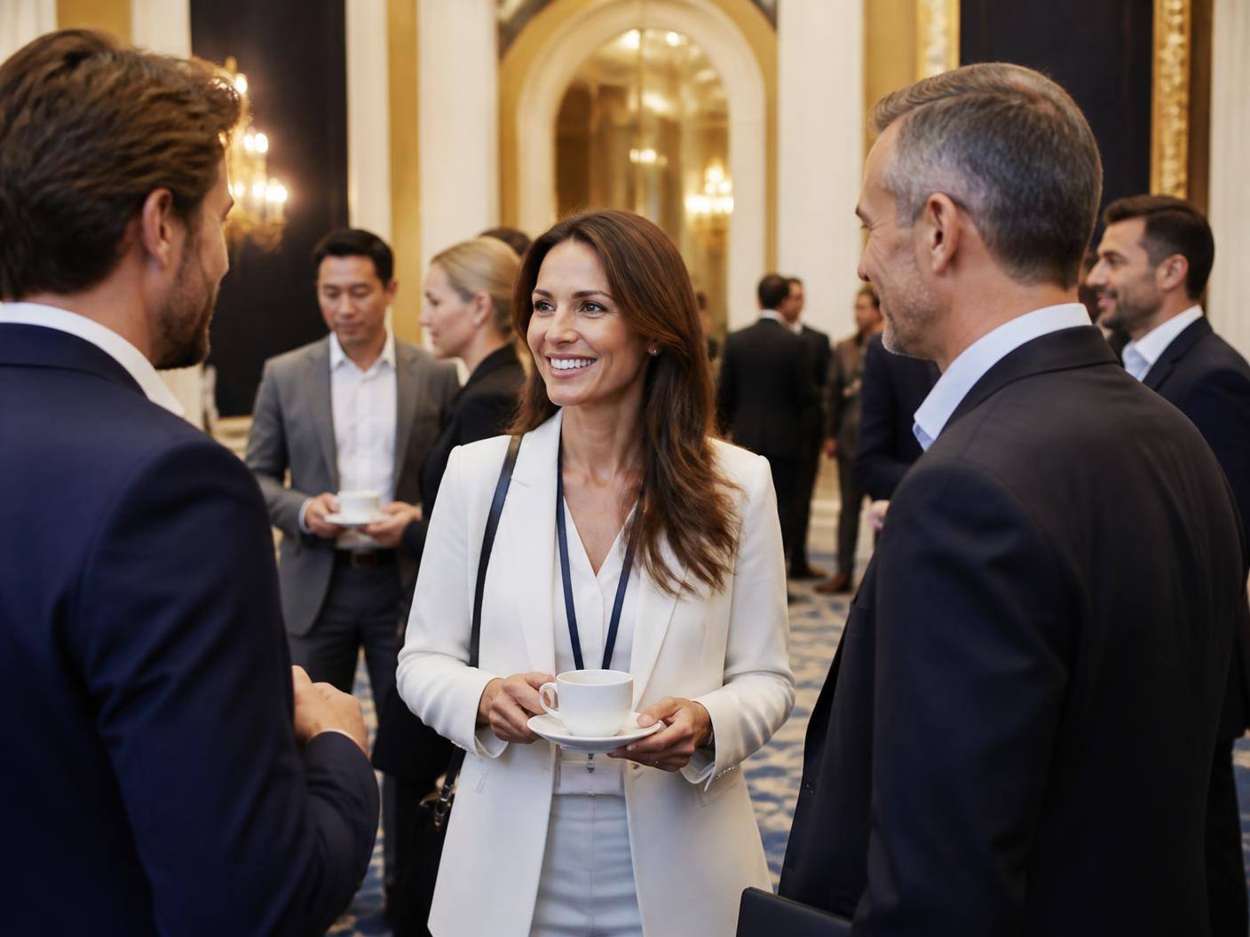 Unternehmerinnen und Unternehmer im Austausch während einer Seminarpause